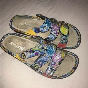 Alegria Sandals worn once! Multicolor, Peace. 39